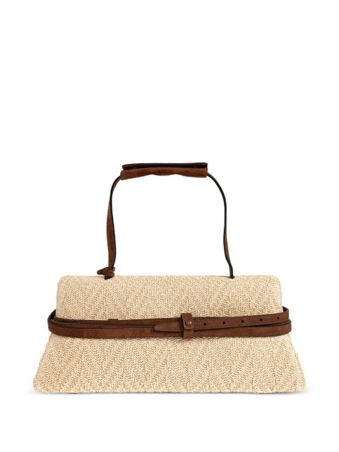Moschino belt-detail woven tote bag - Neutrals