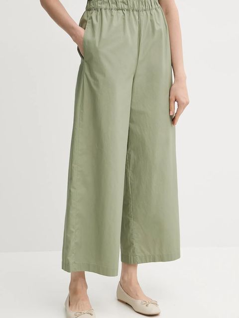 United Colors of Benetton spodnie bawełniane damskie kolor zielony proste high waist 4AC7DF09A - zdjęcie produktu nr 1