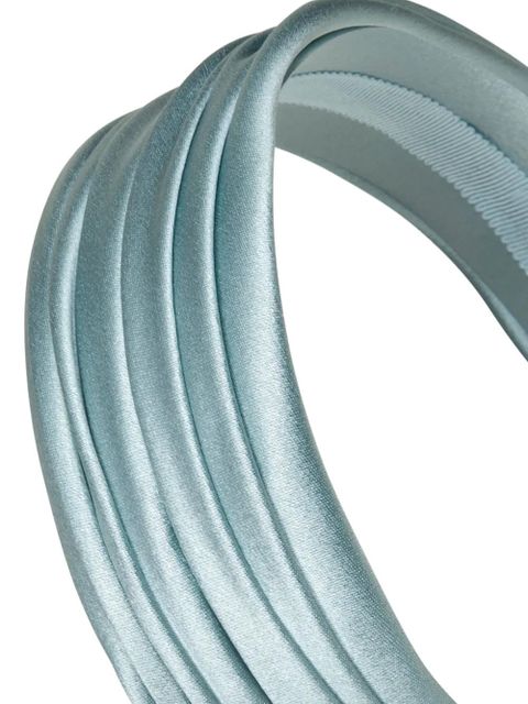Jennifer Behr Natasha pleated silk-satin headband - Blue - zdjęcie produktu nr 2