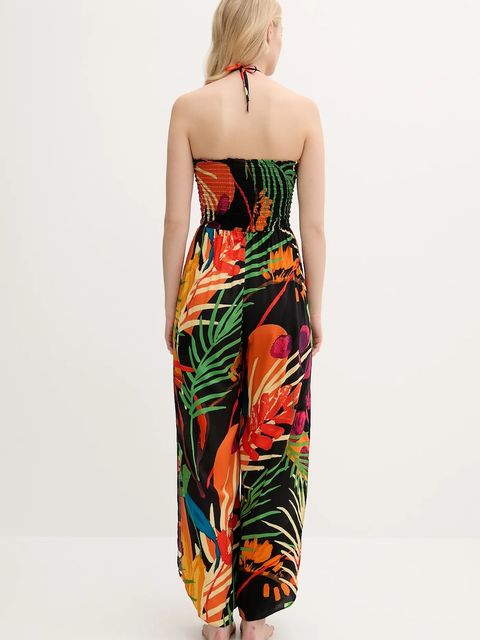 Desigual kombinezon plażowy BAHAMAS JAMPSUIT kolor czarny 25SWMW03