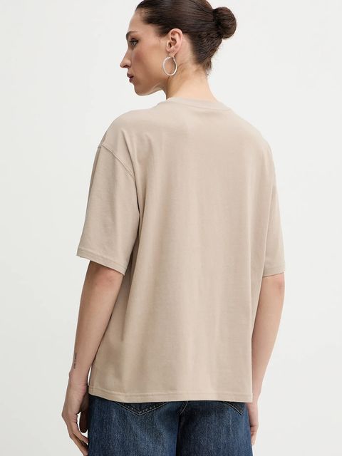 Miss Sixty t-shirt z domieszką lnu damski kolor beżowy 6S3SJ59200