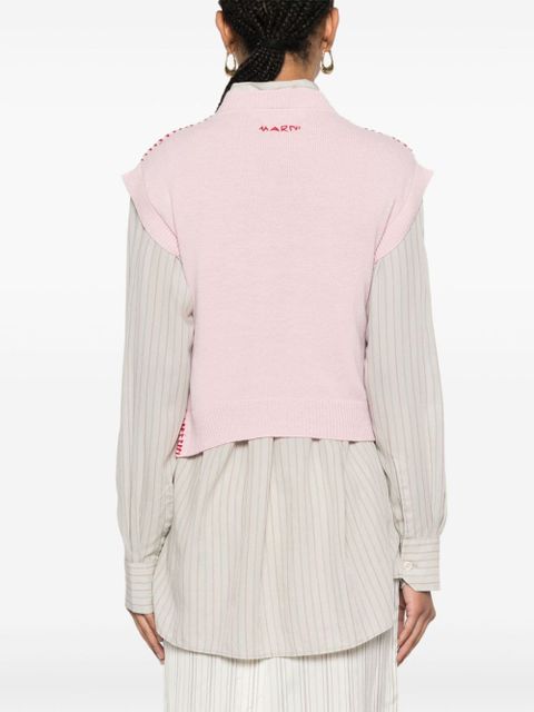 Marni embroidered-logo knitted vest - Pink