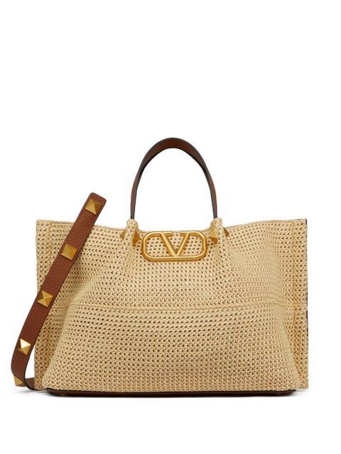 Valentino Garavani medium straw Summer tote - Neutrals - zdjęcie produktu nr 1