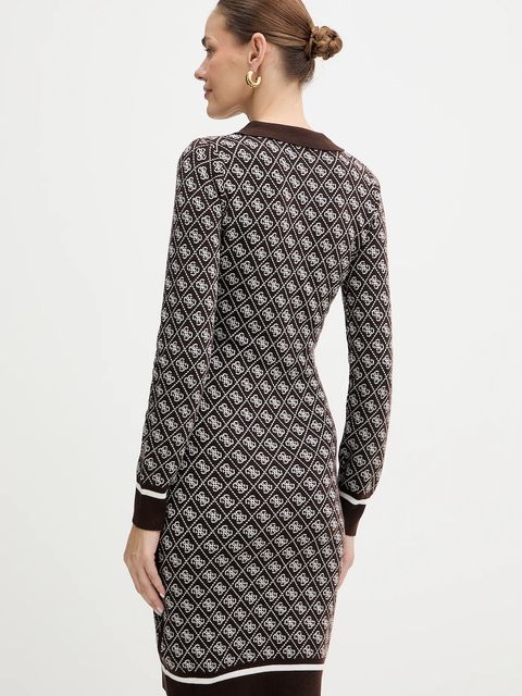 Guess sukienka z domieszką wełny AUBREY kolor brązowy mini dopasowana W5BK25 Z3JD2