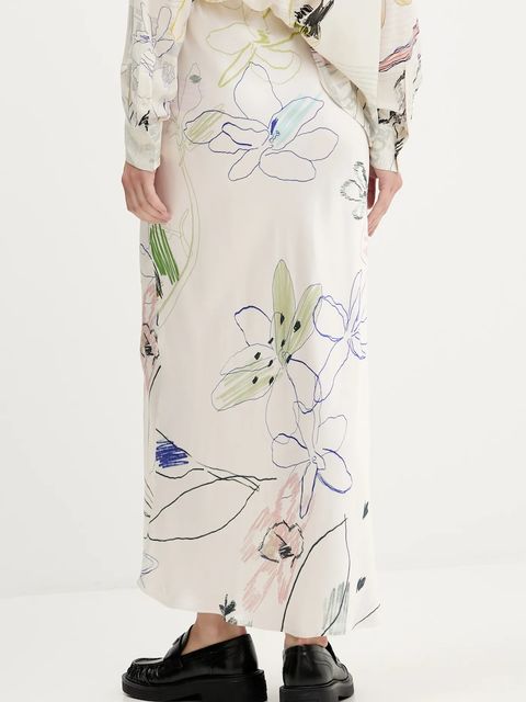 Desigual spódnica PAUL kolor beżowy midi prosta 25WWFW07