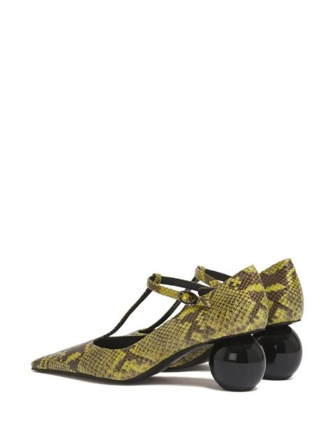 Marni 60mm python-print T-bar pumps - 00V07 Lightlime
