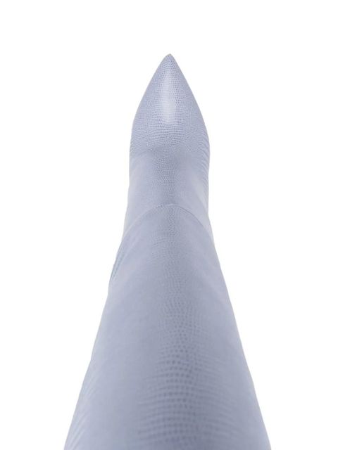 Paris Texas 105mm crocodile-effect knee-high boots - Blue
