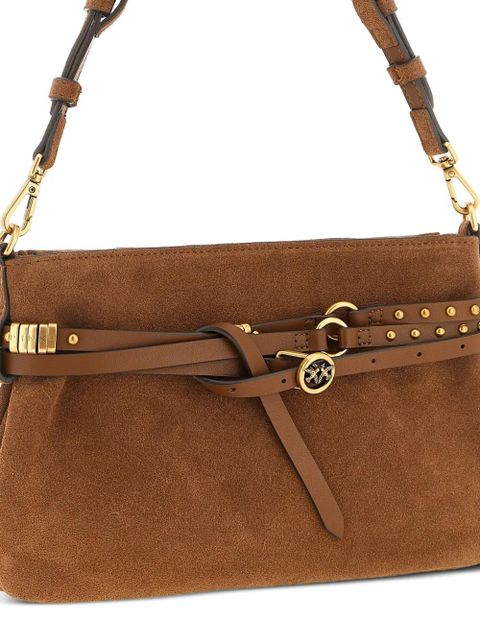 PINKO studded-belt suede shoulder bag - Brown