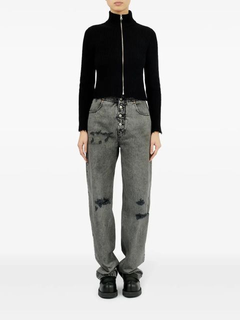 MM6 Maison Margiela ribbed cotton zip-up cardigan - Black - zdjęcie produktu nr 2