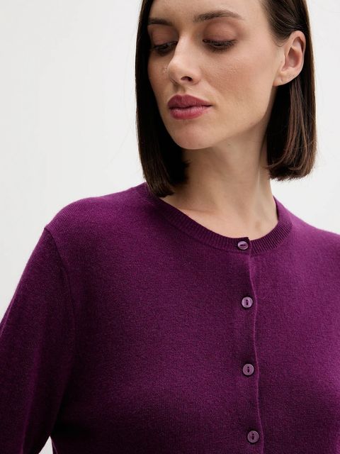 United Colors of Benetton kardigan wełniany kolor fioletowy lekki - zdjęcie produktu nr 2