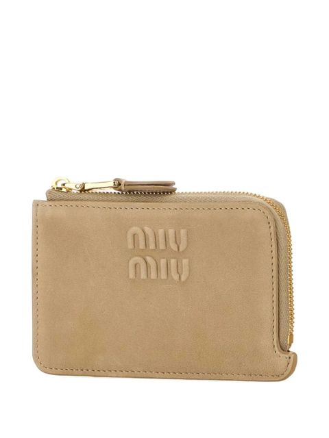 Miu Miu embossed leather card holder - Neutrals