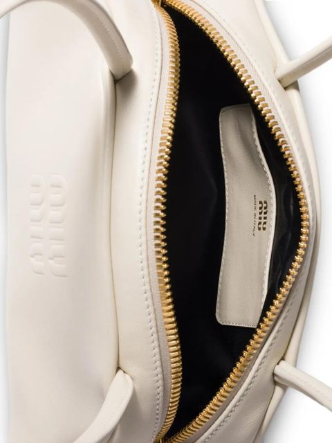 Miu Miu Beau embossed-logo shoulder bag - Neutrals