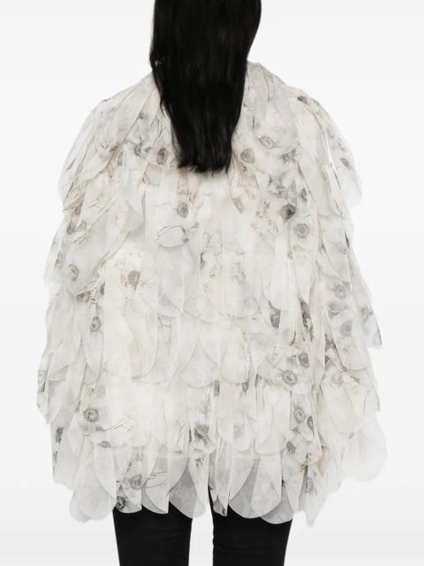 Max Mara Chiffon floral ruffled jacket - White