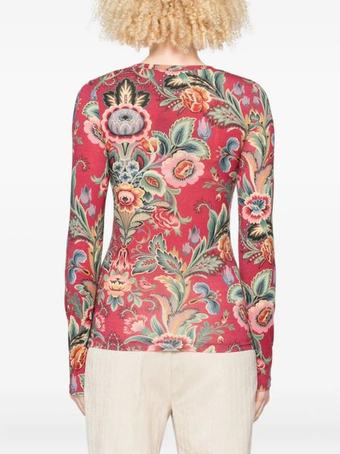 ETRO floral-print long-sleeve top - Red