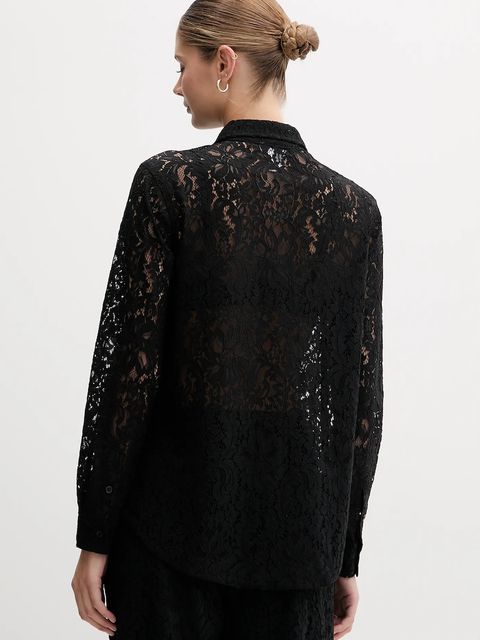 Dkny koszula damska kolor czarny regular z kołnierzykiem klasycznym DJ5W2132 - zdjęcie produktu nr 2