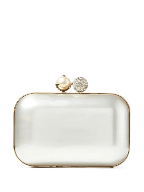 Jimmy Choo Cloud crystal-embellished metallic clutch bag - Silver