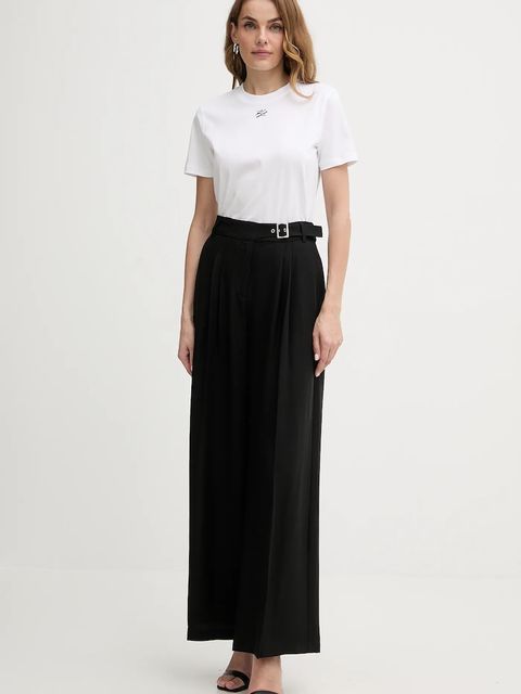 Karl Lagerfeld spodnie damskie kolor czarny szerokie high waist B1W10012 - zdjęcie produktu nr 2