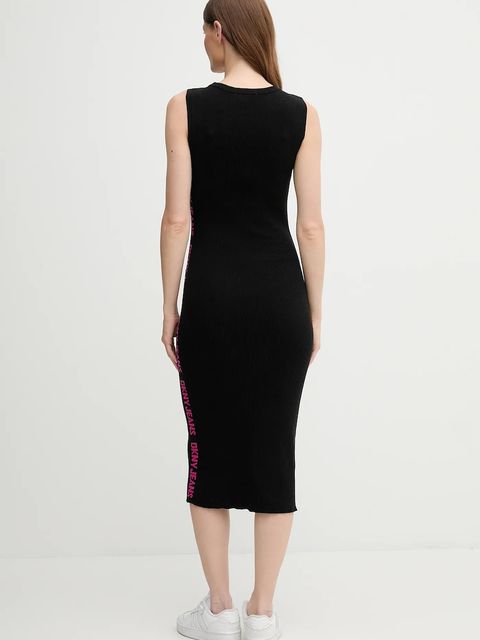 Dkny sukienka kolor czarny midi dopasowana DJ5R0752