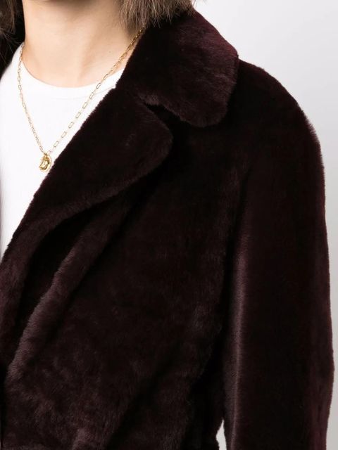 Yves Salomon long belted shearling coat - Red