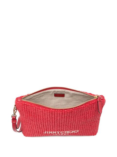Jimmy Choo logo-embroidered woven clutch bag