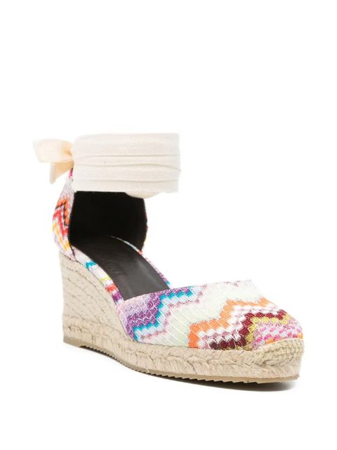 Missoni chevron-pattern tie espadrilles - Orange