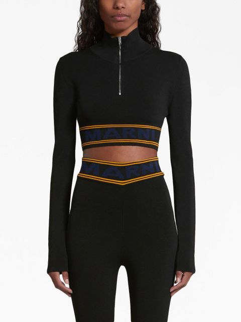 Marni logo-underband cropped jumper - Black