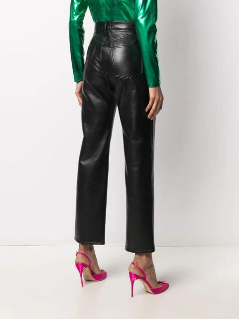 AGOLDE high-waisted leather trousers - Black