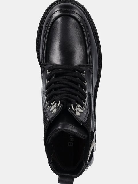 Barbour botki skórzane Leonie damskie kolor czarny na płaskim obcasie LFO0778BK91