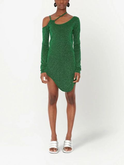 JW Anderson glitter cut-out asymmetric dress - Green