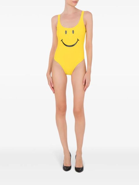 Moschino smiley face-motif swimsuit - Yellow