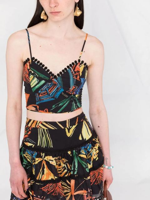 Charo Ruiz Ibiza motif-print cropped top - Black