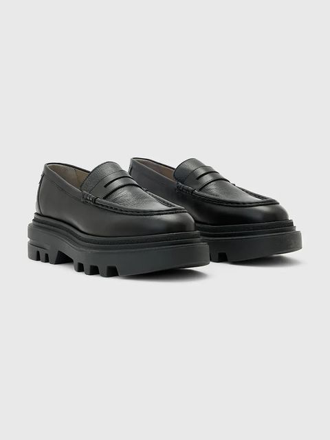AllSaints mokasyny skórzane Beth Lthr Loafer damskie kolor czarny na płaskim obcasie W059FD - zdjęcie produktu nr 2