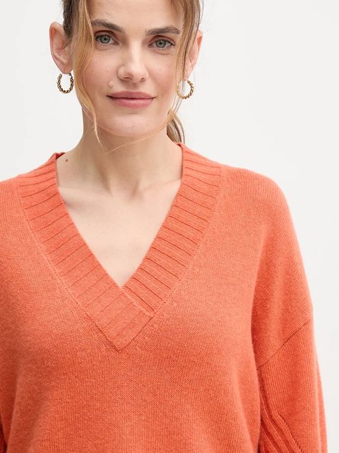 United Colors of Benetton sweter z dodatkiem wełny damski kolor pomarańczowy 1244D403A