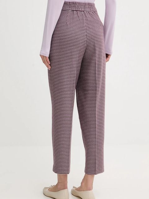 United Colors of Benetton spodnie damskie kolor bordowy proste high waist 44BWDF0AE