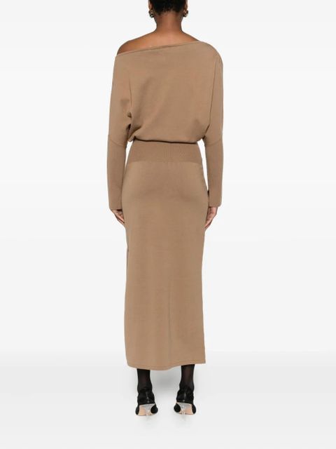 Simkhai Janese off-shoulder midi dress - Brown