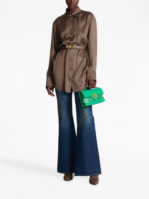 Balmain mini monogram-print silk shirt - Brown - zdjęcie produktu nr 2