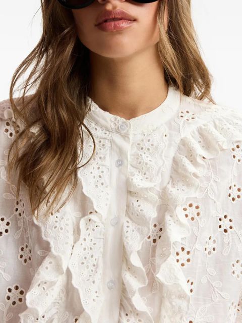 Essentiel Antwerp broderie-anglaise ruffled-detail shirt - White