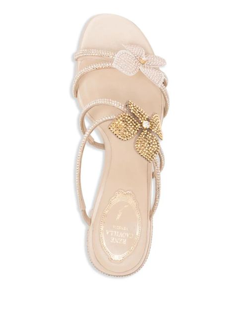 René Caovilla crystal-embellished 50mm sandals - Gold