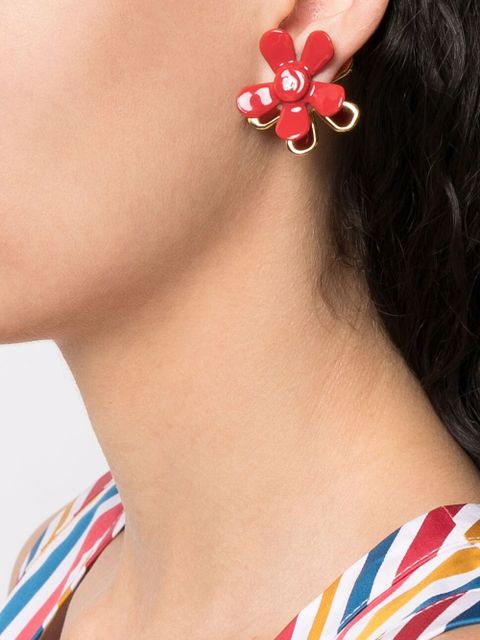 Marni floral appliqué stud earrings - Red