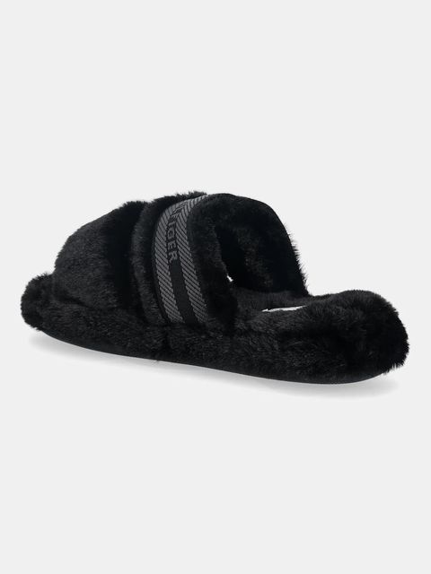 Tommy Hilfiger kapcie HILFIGER FUR SLIPPER kolor czarny FW0FW08854