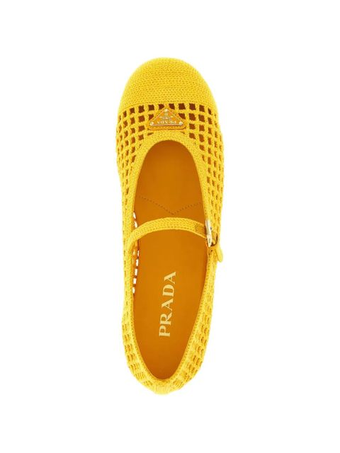 Prada crochet strap ballet flats - Yellow
