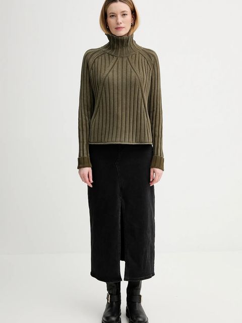 G-Star sweter bawełniany 0 damski kolor zielony z golfem D27172.D630 - zdjęcie produktu nr 2