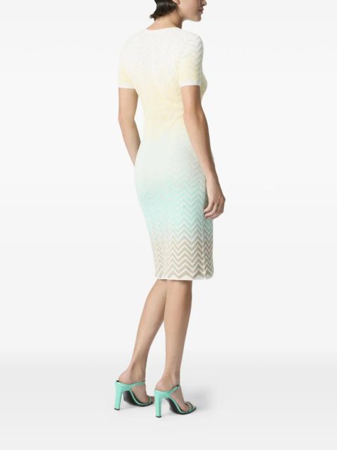 Missoni chevron-pattern buttoned midi dress - White