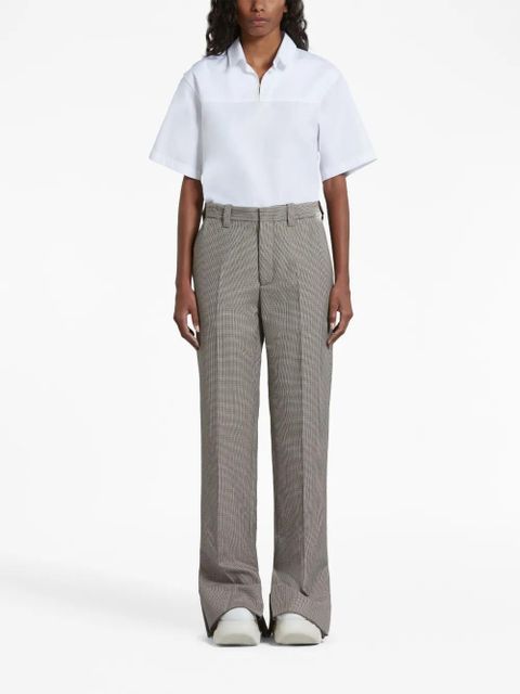 Marni houndstooth-pattern straight-leg trousers - Black