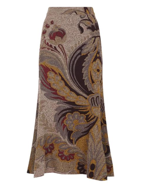 ETRO paisley-print ribbed-knit skirt - Neutrals - zdjęcie produktu nr 1