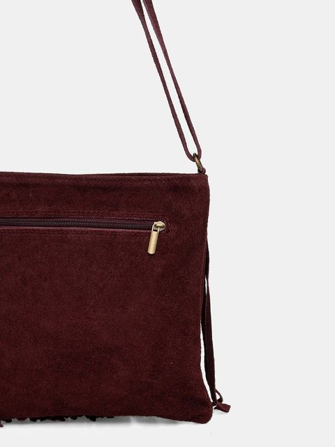 Answear.LAB torebka zamszowa kolor bordowy - zdjęcie produktu nr 2