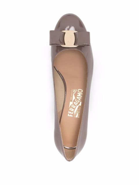 Ferragamo 30mm bow-detail block-heel pumps - Brown