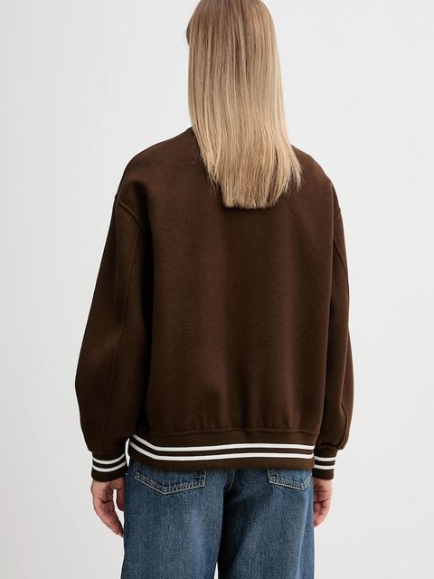 Tommy Hilfiger kurtka bomber z dodatkiem wełny kolor brązowy przejściowa oversize WW0WW47760 - zdjęcie produktu nr 2