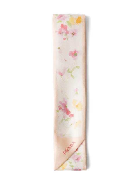 Prada bouquet-print logo scarf - Neutrals