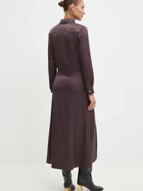 Pinko sukienka kolor brązowy maxi rozkloszowana 104243 A24V